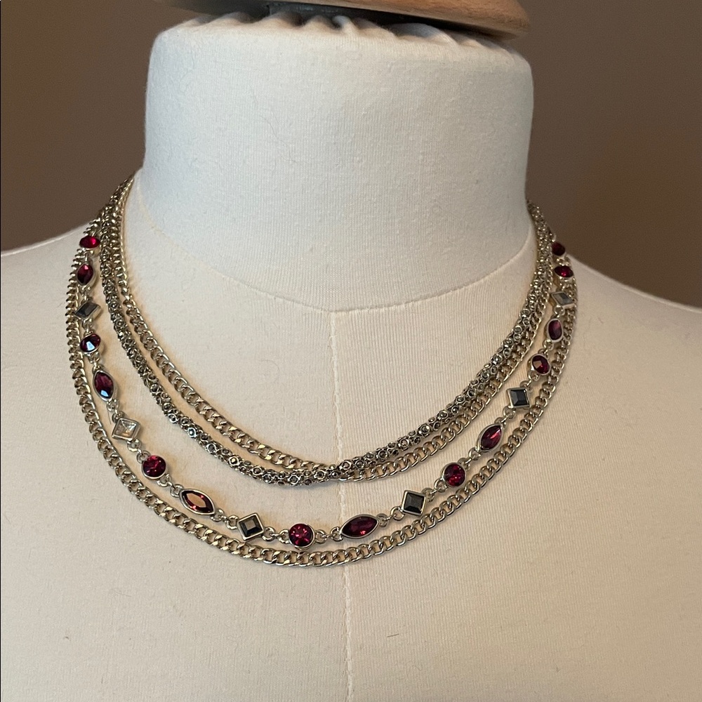 DKNY Gold Necklace with Red Accents